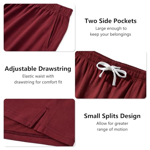 Image of AMY COULEE Mens Lounge Shorts 4 inch Pajama Lightweight Cotton Sleep Bottoms with Pockets