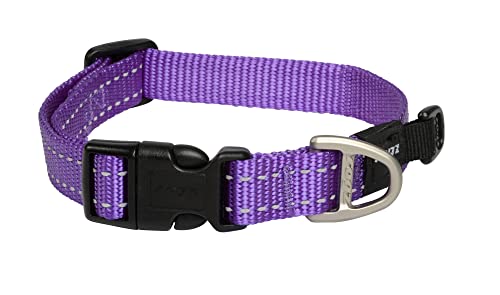 Rogz Utility Medium 5/8-Inch Reflective Snake Dog Collar, Purple