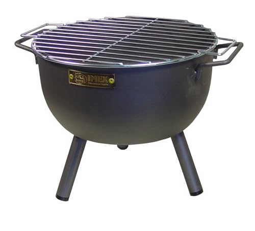 Imex El Zorro 71425.0 Barbacoa Sobremesa Redonda con Parrilla Cincada, Negro, 24 x 24 x 33 cm