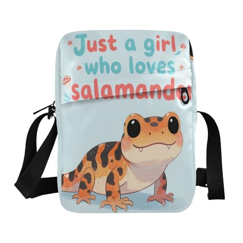 Just A Girl Who Loves Salamander messenger bag for men mens shoulder bags crossbody Cross Body Purse Adjustable Strap for Casual School