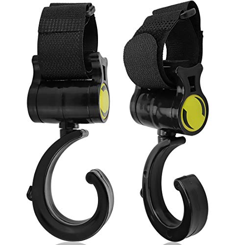 NODG 2 Pieces Stroller Hook Multi Purpose Hooks - Hanger for Baby Diaper Bags, Groceries, Clothing, Purse - Great Accessory for Mommy When Jogging, Walking or Shopping