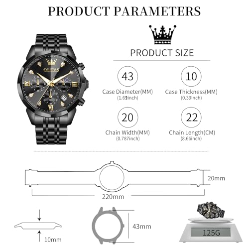 Image of OLEVS Watch Men Stainless Steel Watches Luxury Chronograph Men Wrist Watch | Multifunction,Diamond, Date, Business, Classic,Dress Watch for Men, Gift for Men, reloj de Hombre
