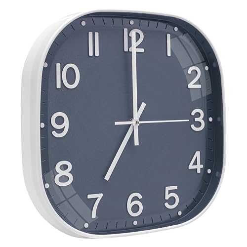Image of TEKCOOL Plastic Analogue Wall Clock 12 inch Silent Quartz Decorative Wall Clock Non-Ticking Classic Clock Battery Operated Round Easy to Read for Room /Home /Kitchen /Bedroom /Office /School.Grey white'