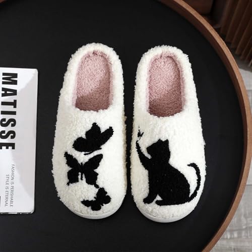 Image of Highland Cow Slippers for Women Plush Scottish Highland Cow Animal Slippers Warm Non Slip Home Indoor Slippers