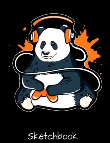 Sketchbook: Cool Gamer Panda Wearing Headphones Playing Video Games Video Game Player Themed Personalized Artist Book - Soft Cover Blank Sketch Pad ... Teens Adults - For Drawing Painting Charcoal