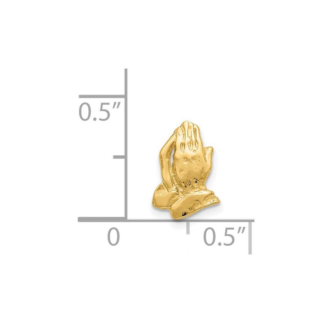 Krawattennadel für Herren, 14 Karat Gelbgold, massiv, poliert, betende Hände, 16,8 x 19,2 mm