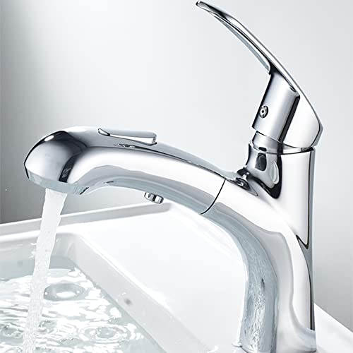 Robinet de lavabo extractible en laiton chromé pour eau chaude et froide