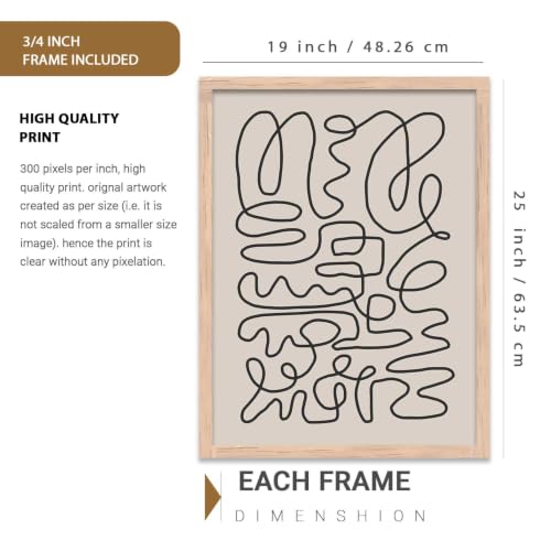 Image of HOTHOUSE Decorative Modern Wall Art Print With Frame Abstract Paintings For Living Room Bed Room Hotel Wall Decor Digital Reprint Set of 3 (19X25 inch)