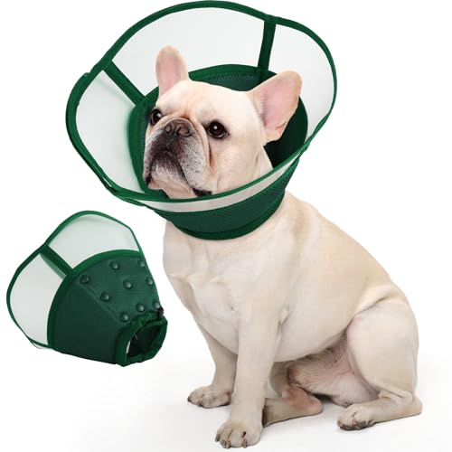 Image of Allroaring Dog Cone, Soft Dog Cones Adjustable Doggie Cone Collar, Green S | To Stop Licking, Professional Pet Recovery Cones E-Collar for Small Dogs Aftert Surgery Wound Healing
