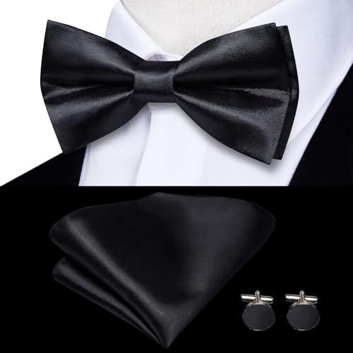 Image of Hi-Tie Men Suspender Bowtie Set Suspenders Pre-tied Bow Tie Pocket Square Cufflinks Adjustable Y Shape 6 Clips Braces Tuxedo