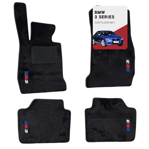 Custom 3D Car Mats for BMW 3 Series 2013-2019 (320i 328i 330i 335i 340i M3) All-Weather Luminous Wool Carpet Car Mats - Custom Fit Anti-Slip Full Coverage with Logo