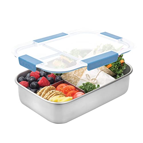 Smash Stainless Steel Bento Lunch Box 3 Compartments Blue 1300ml