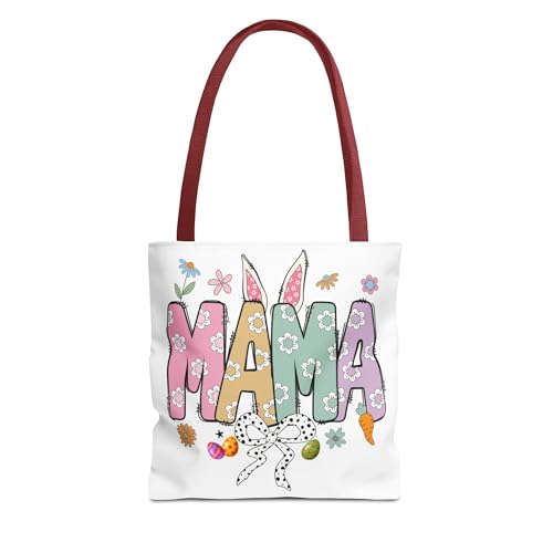 Christian Easter Day Mama Bunny Coquette Tote Bag for Women Casual Reusable Shoulder Shopping Grocery Bags for Mother's Day