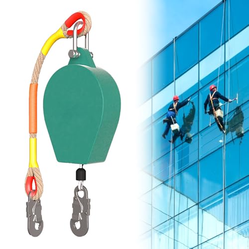 KBIBCK Dispositivo Anticaídas Retráctil 10m, Línea de Vida Retráctil de Seguridad, Dispositivo de Seguridad de Altura, Limitador de Caída Personal para Trabajos Aéreos, Carga Máxima:150kg (Verde)