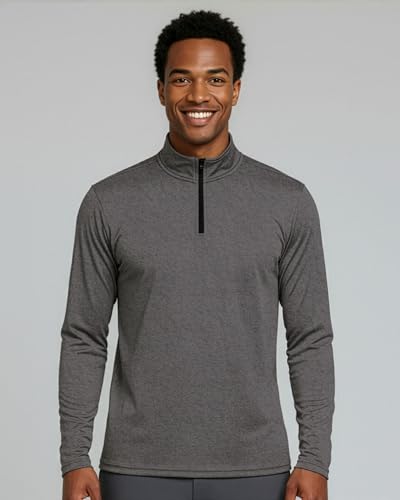 Image of Real Essentials 3 Pack: Men's Dry-Fit Active Quarter Zip Long Sleeve Athletic Performance Pullover (Available in Big & Tall)