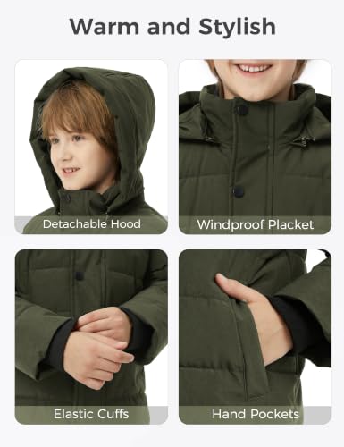 Image of wantdo Boys' Winter Coat Thick Puffer Jacket Snow Wear With Removable Hood