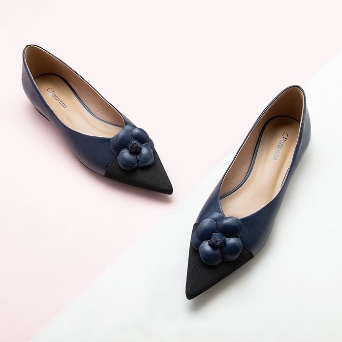 C.Paravano Flat Shoes for Women | Pointed Toe Shoes for Women | Women Pumps | Women's Flats | Pointed Toe Flats | Slip on Shoes Ballet Flats (Size 5.5,Navy)3