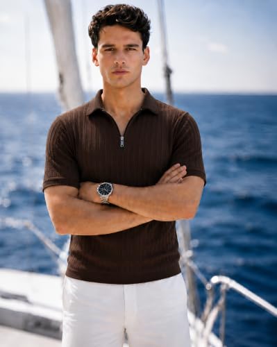 Image of Preneum Men's Polo T‑Shirt | Comfortable Rich Polycotton, Band Collar, Regular Fit | Stylish & Premium All Day Wear (Available in Plus Sizes)