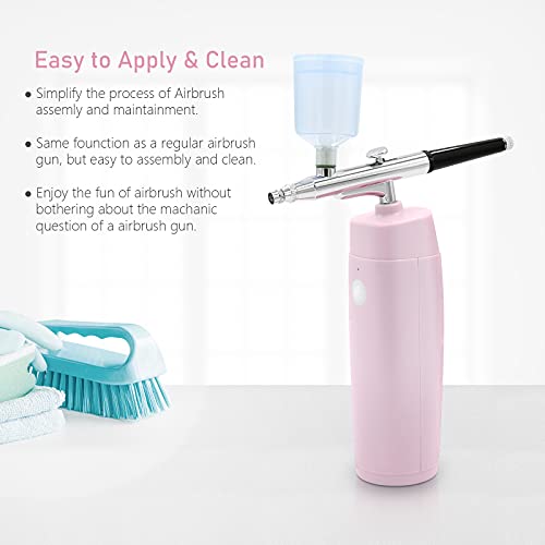 Air Brush Make-Up Foundation Kit Pinkiou Portable Cordless Airbrush Kit Travel-Free Foundation Spray Airbrush Makeup Kit For Painting With 3 Different Cup For Nail Art Make Up Decorating #TOP5