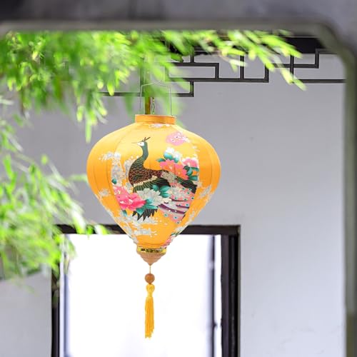 Lanterne style chinois suspendue jaune pour décorations intérieures - 7