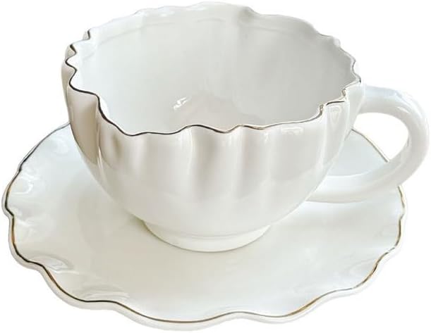 European Ceramic Coffee Cup with Trim Home Afternoon Tea Cup Saucer Set