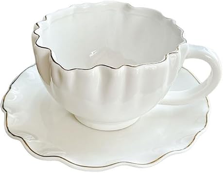 Light luxury European Ceramic Coffee Cup with Trim Home Afternoon Tea Cup Saucer Set restaurant