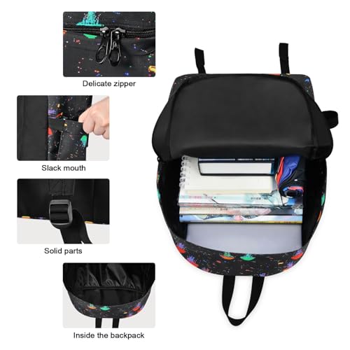 Backpack Lunch Box Set Large Capacity Travel Backpacks and Insulated Lunch Bag for Commute Hiking Picnic Game Jellyfish Print3