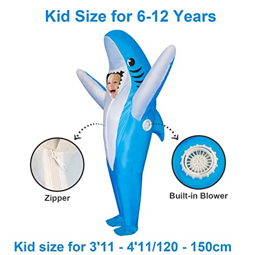 Disfraz inflable de tiburón para niños 6-12 años miniatura 2