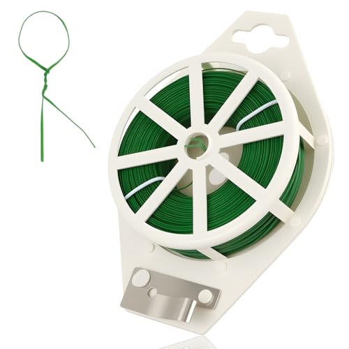 Green Floral Wire with Cutter, 100M Length, 22 Gauge - Durable Iron Florist Wire for Wreath Making, Flower Arrangements, Crafts, and Garland Decorations - Flexible and Corrosion-Resistant