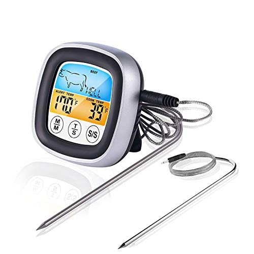 Instant Digital Read Meat Thermometer Kitchen Cooking Food Thermometer for BBQ Grill Smoker Oil Fry Candy Thermometer with Large Touch Screen LCD Backlight and Magnet Digital Candy Thermometer