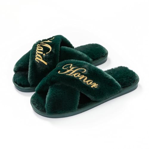 Bridal Slipper - Bridesmaid & Bachelorette Gifts - Forest Green - Bridal Shower2