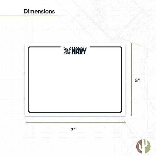 Image of Desert Cactus United States Navy US 10 Pack Notecards Stationery Cardstock Includes Envelopes Memo Party Thank You (Notecard Design 1)
