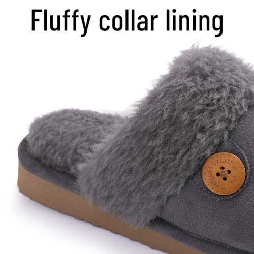 Image of Litfun Women's Fuzzy Memory Foam Slippers Fluffy Winter House Shoes Indoor and Outdoor