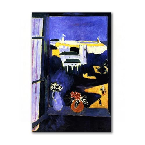Reproduction classique paysage de fenêtre grande toile décoration 70 x 105 cm