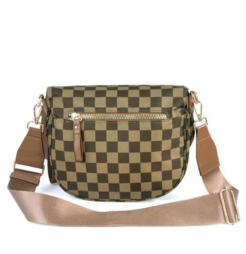Image of FEIBOON Spacious Checkered Nylon Crossbody Bag Bum Bag Handbags Wallets for Women