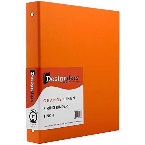 JAM PAPER Premium Linen Textured 1 inch Binders - Orange 3 Ring Binder - Sold Individually
