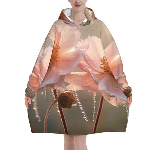 Couverture à capuche EdWal en flanelle fleurie pour soirées canapé cocooning au chaud