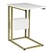 WOLTU Tavolino Laterale da Divano Piccolo Tavolo da Caffè per Salotto in MDF e Ferro Colore Bianco+Oro TS79gdws