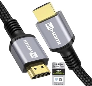4K 8K HDMI 2.1 Cable Certified 3M 48Gbps 2K 165Hz 4K 144Hz 8K 60Hz Ultra HD 7680P 3D Dynamic HDR ARC Atmos Dolby HDCP 2.3 Support Blu-ray Fire Roku TV Samsung Sony LG HDTV Xbox Series X PS5 Mac PC