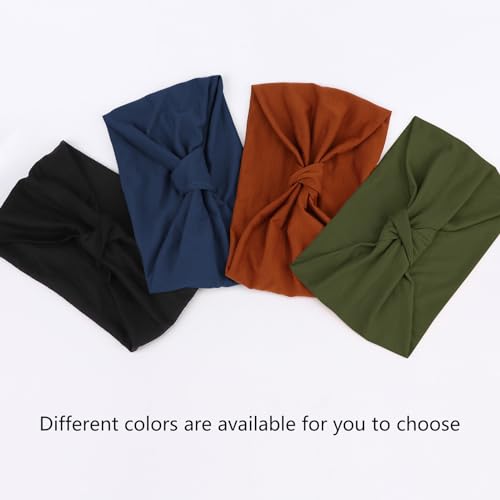 Image of DRESHOW 4 Pack Turban Headbands for Women Wide Vintage Head Wraps Knotted Cute Hair Band Accessories
