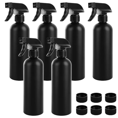 ASelected 6-Pack Black 500ml Plastic Spray Bottles with Ergonomic Design for Home, Hair & Plant Care