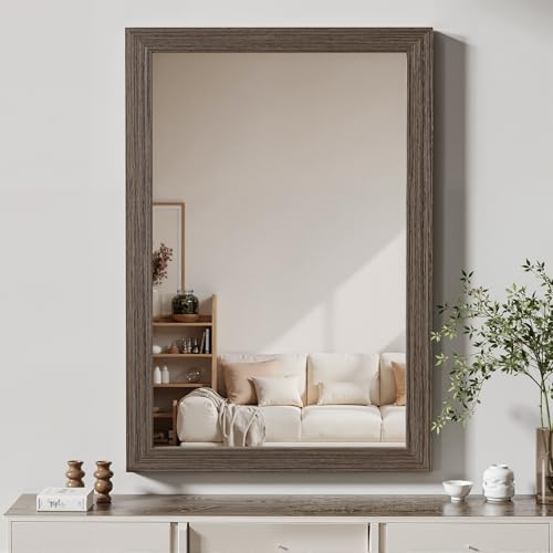 Bathroom Mirror for Wall with Wooden Frame, 36'x24' Rustic Farmhouse Vanity Mirror with Solid Wood...