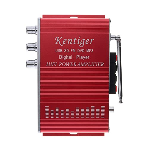 Fasizi 12V Hi-Fi Digital Stereo Audio Amplifier USB SD DVD FM Audio Stereo Radio MP3 Speaker Car Bluetooth Amplifierfor Car Boat Motorcycle -Red - Image 3