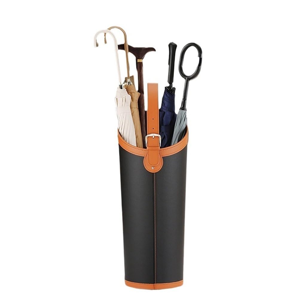 SONGYL-20249 Umbrella Stand Home Umbrella Stand Bucket, Decorative Leather Freestanding Storage Rack Organizer, Cane Walking Stick Holder Entryway(Black)