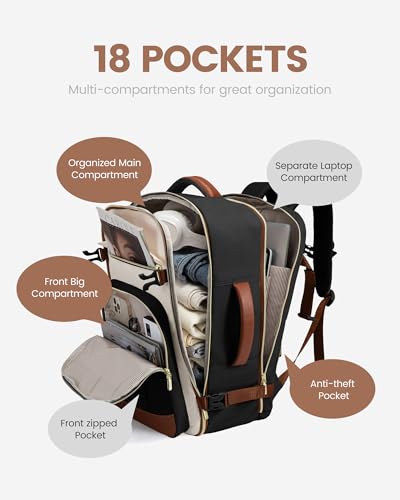 Image of LOVEVOOK 40L Travel Backpack for Women & Men - 17.3 Inch Carry On Backpack & Personal Item Backpack for Airlines, Spacious and Durable Design, with 3 Packing Cubes