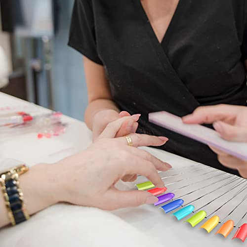 50Pcs Fan-Shaped Nail Swatch Sticks, False Fake Nail Art Tips Sticks Polish Gel Salon Display Practice Tools With Metal Split Ring Holder #TOP6