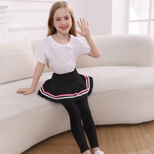 TXJ Sports Girls Leggings with Skirt, Footless Skirt Pants Cotton Ruffle Tutu Pants for Kids 2-9 Years4