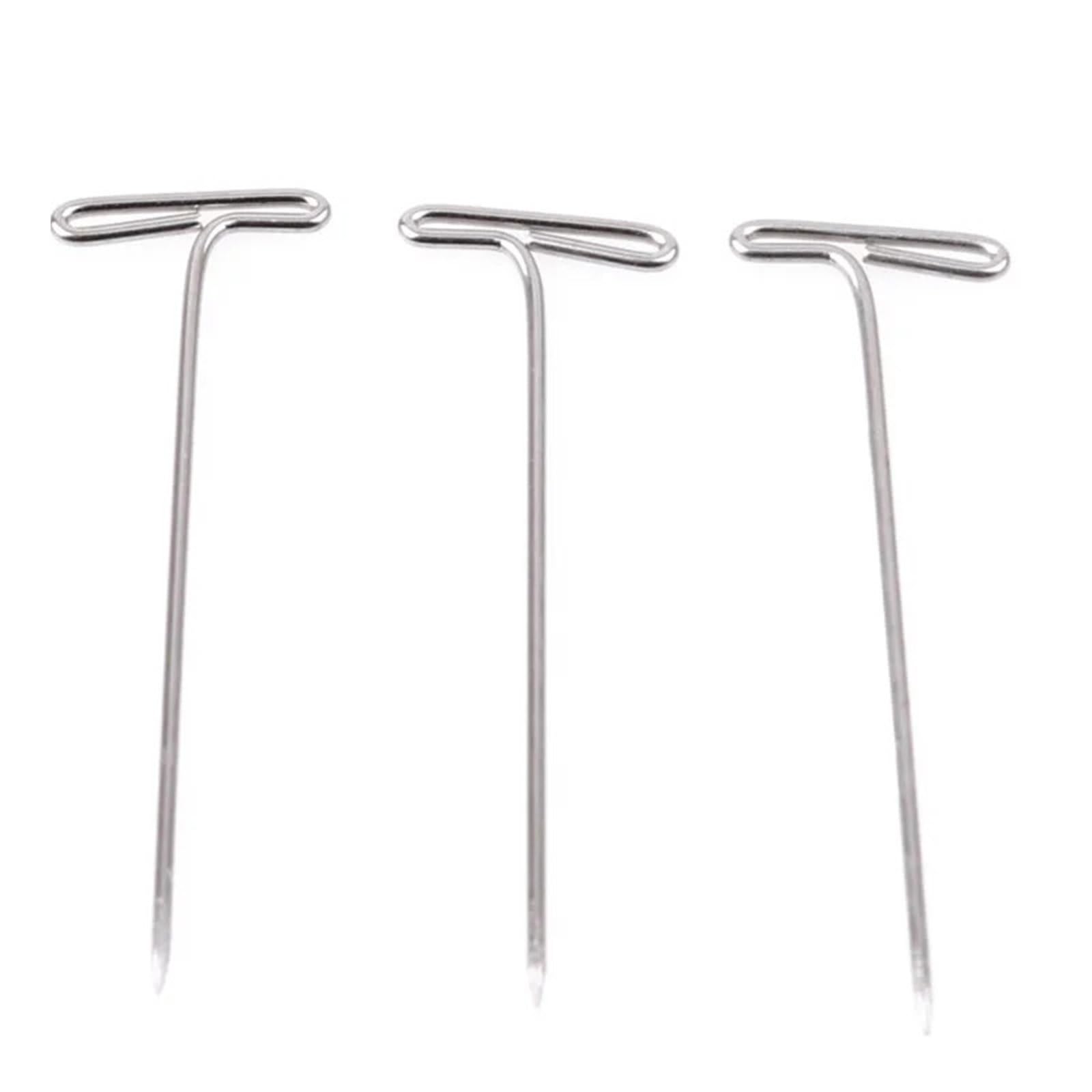 T Pins 50/100Pcs 27/32/38/45/50MM T Pin Needles Wig Making Pins For Blocking Knitting Assorted Sizes T-Pins Stainless Steel New(50pcs-32MM)