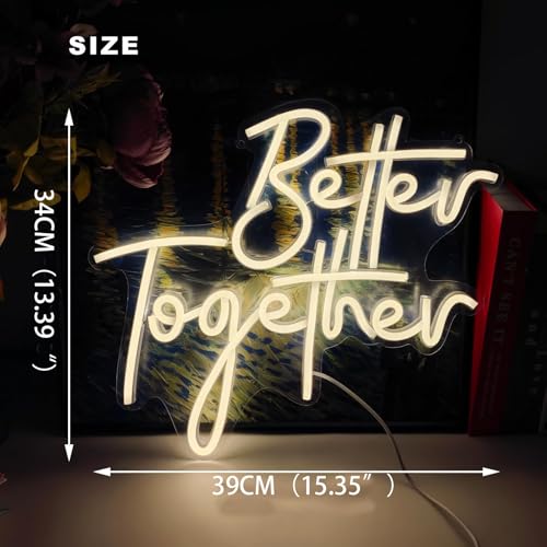 Image of Ulalaza Better Together LED Neon Sign Night Light for Wall Party Decor Bedroom Room Bar Wedding Home Birthday Art Decoration Christmas with USB Chain Light modulator 5v