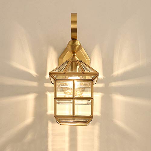Applique extérieure étanche E27 en cuivre rétro et verre industriel